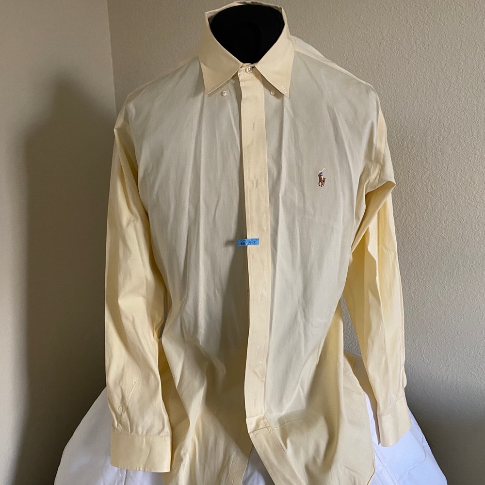 Men’s yellow Ralph Lauren button down shirt